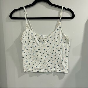 3/$25 ✺ Ardene Blueberry lace pointelle tank top white blue L